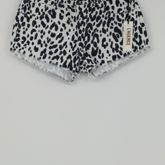 L'Agence Audrey Ryland High-Rise Cutoff Leopard Genoa Denim Shorts Size 25 - Picture 3 of 15